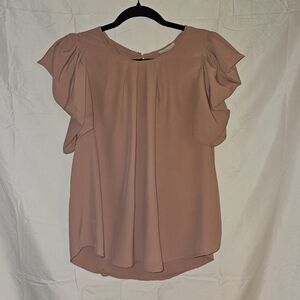 Iris Dusty Pink Ruffle Sleeve Blouse Coquette Lg‎